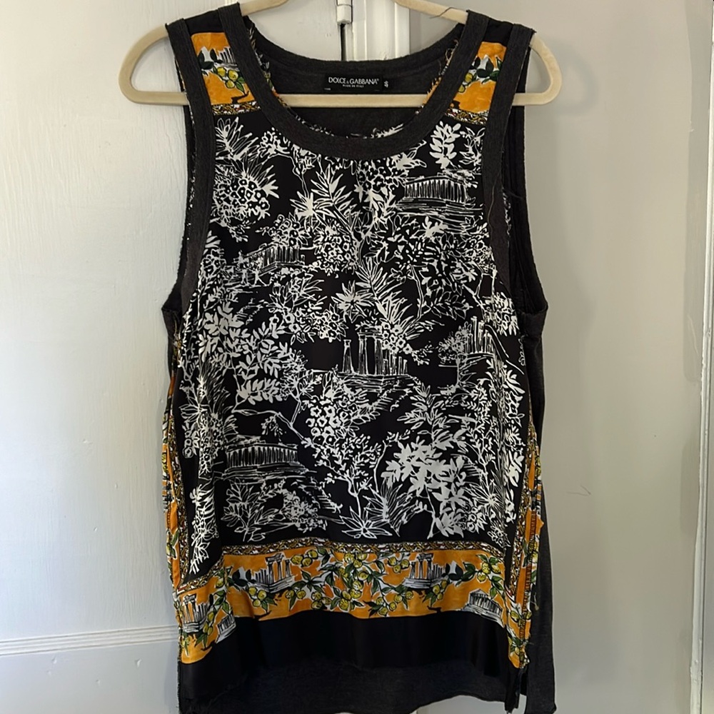 Men’s DOLCE & GABBANA silk & jersey sleeveless top.